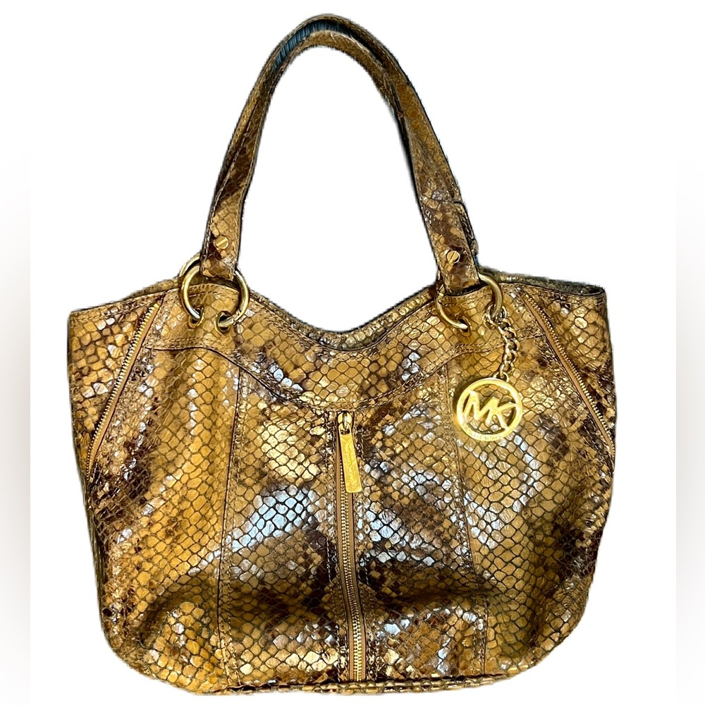Michael Michael Kors python embossed leather Hobo… - image 2